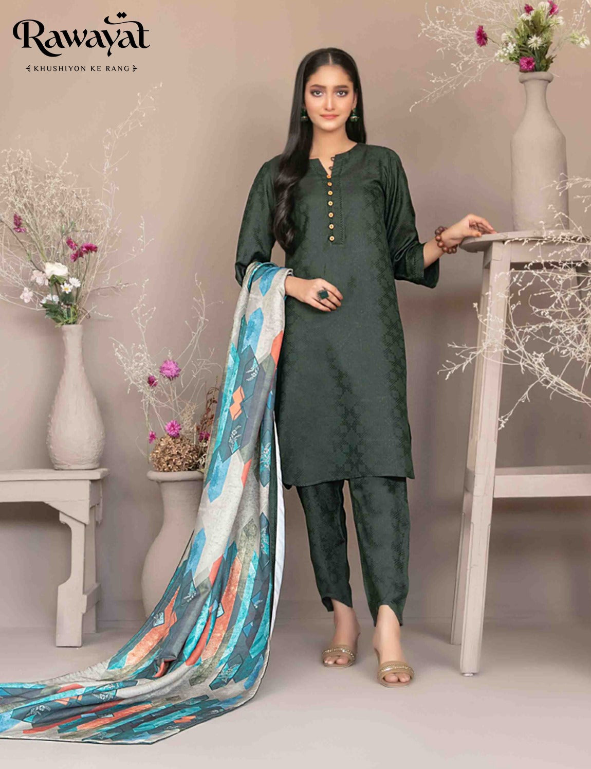 3 PIECE JACQUARD VISCOSE SUIT, D-5023