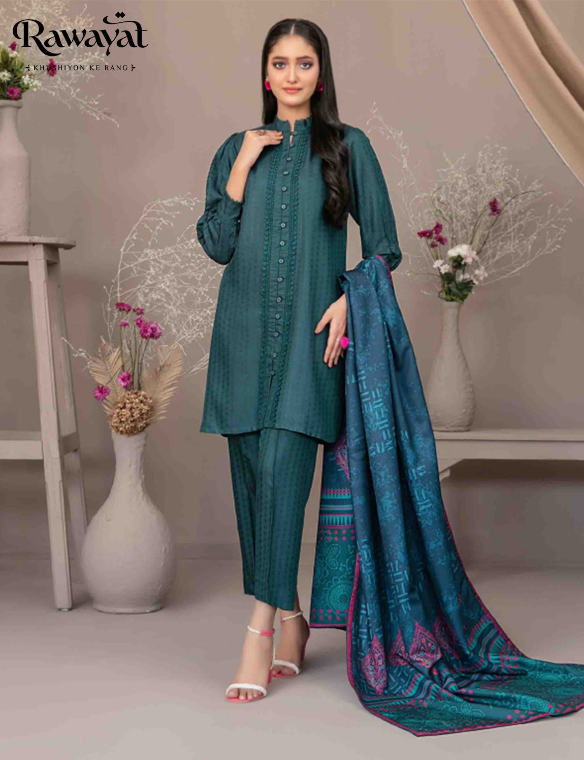 3 PIECE JACQUARD VISCOSE SUIT, D-5090