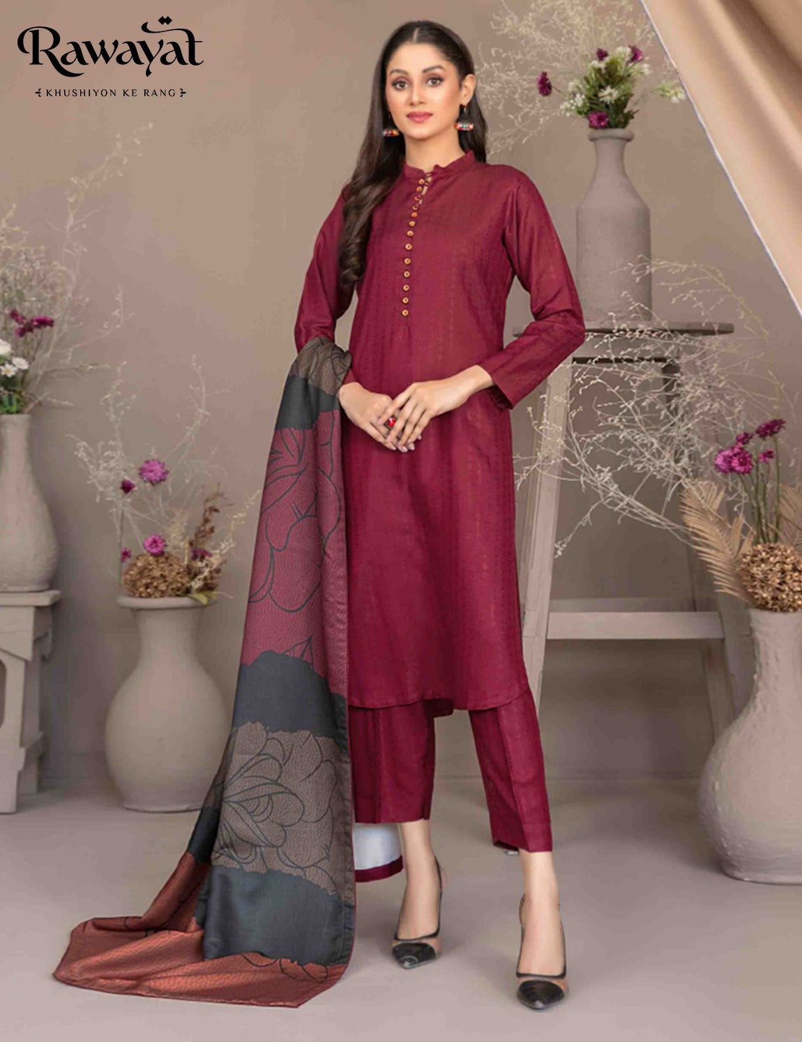 3 PIECE JACQUARD VISCOSE SUIT, D-5019