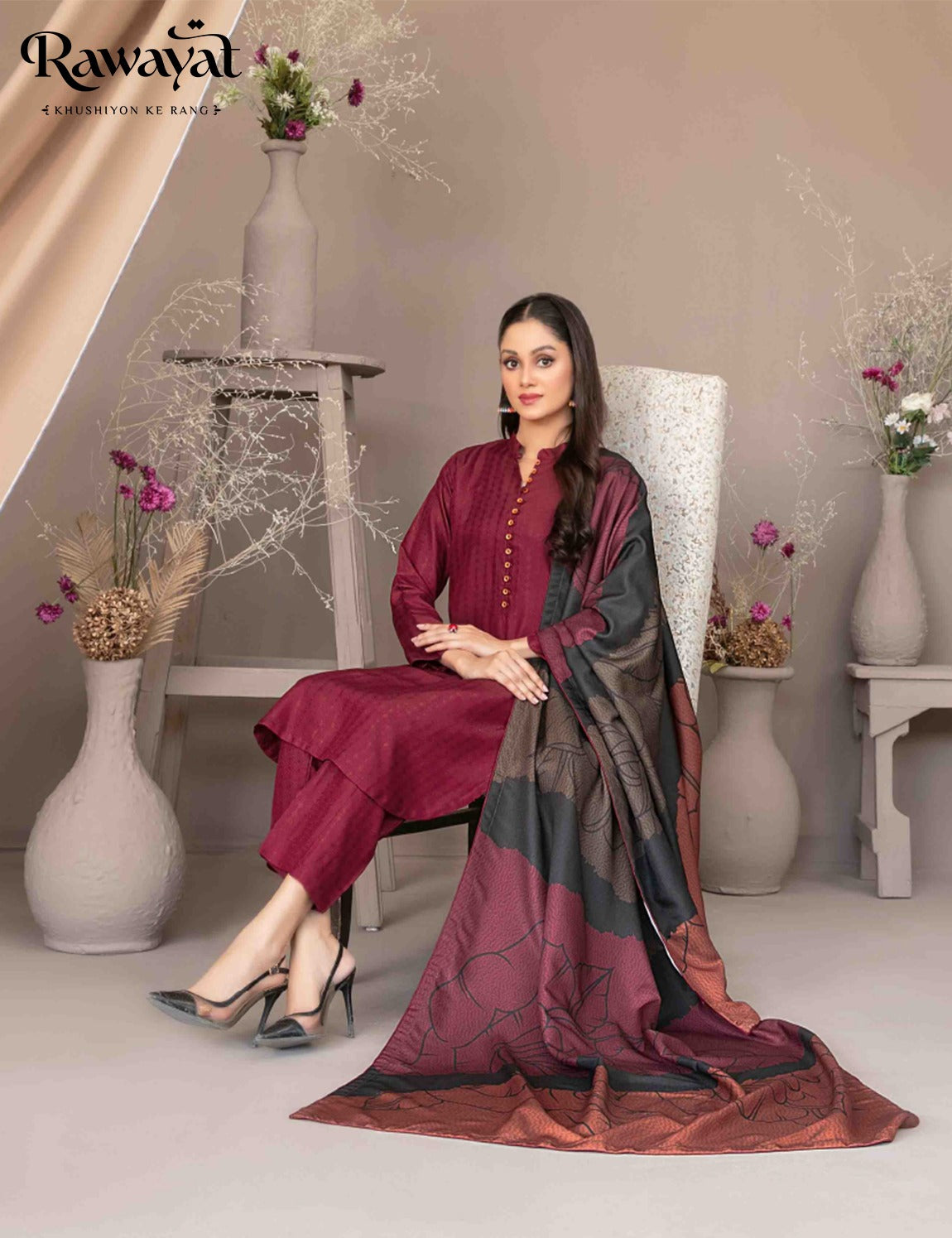 3 PIECE JACQUARD VISCOSE SUIT, D-5019