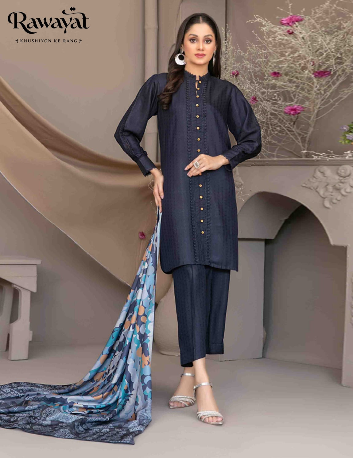 3 PIECE JACQUARD VISCOSE SUIT, D-5020