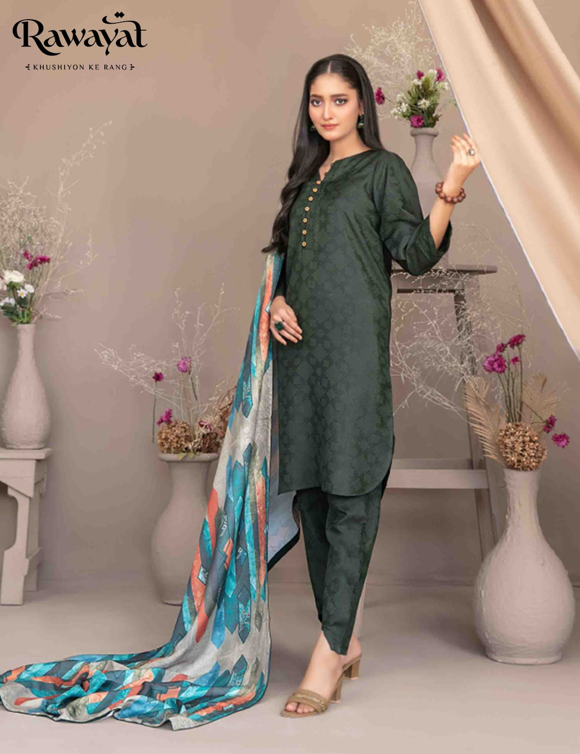 3 PIECE JACQUARD VISCOSE SUIT, D-5023