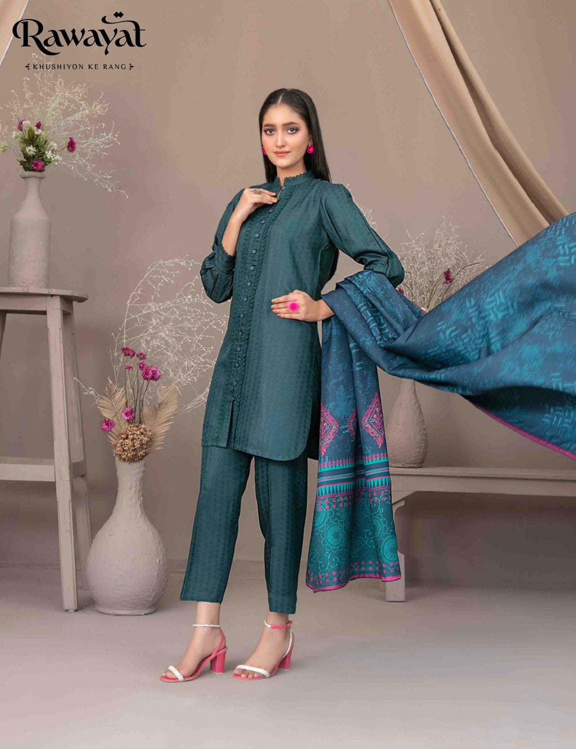 3 PIECE JACQUARD VISCOSE SUIT, D-5090